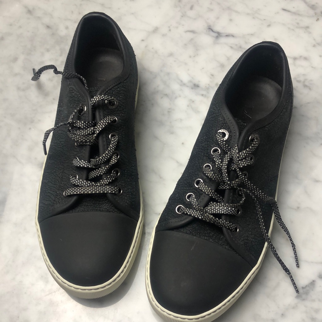 Lanvin Black Lace-Up Casual Sneakers Size 9